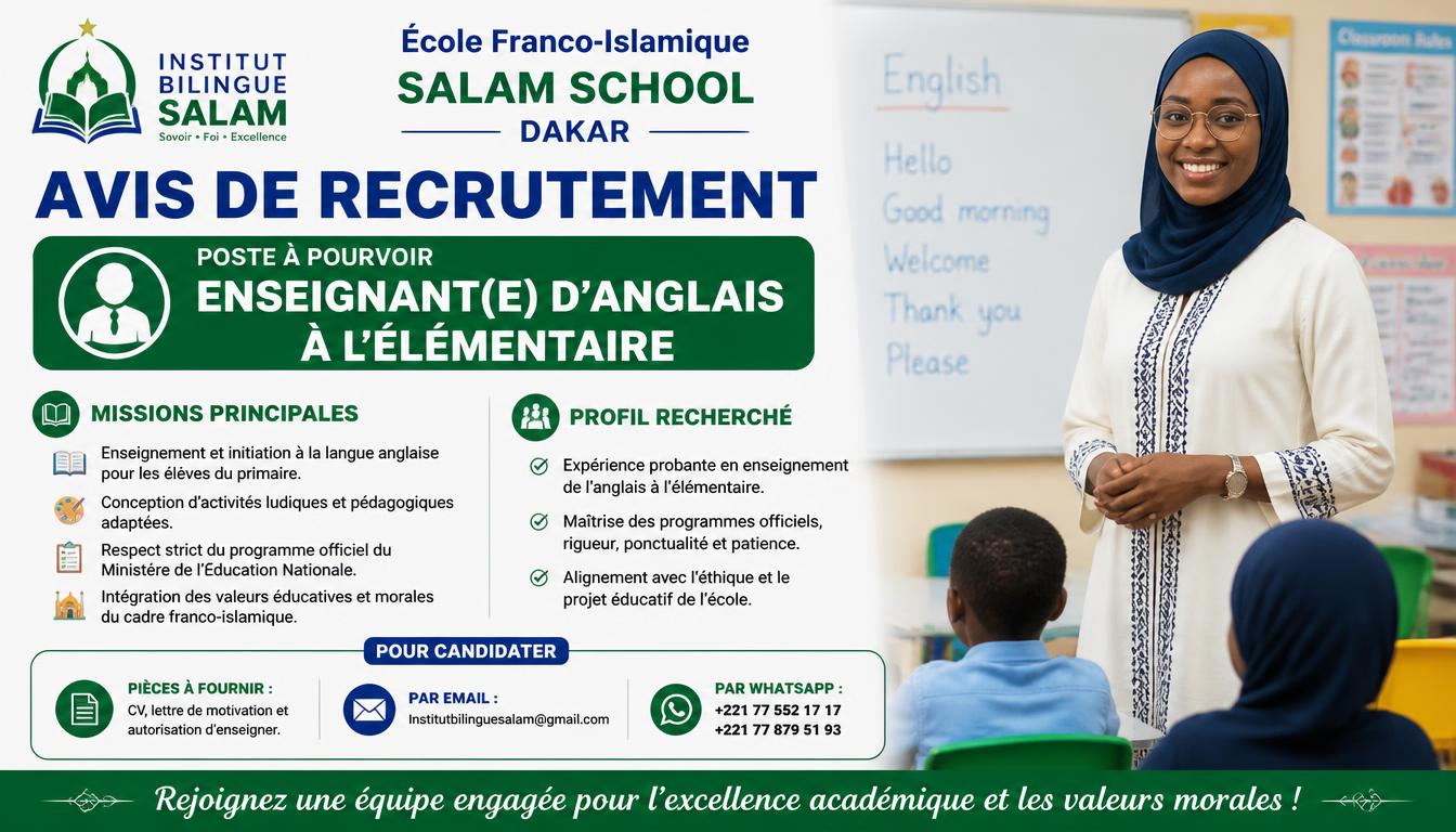 Enseignant(e) d'Anglais à l'Élémentaire