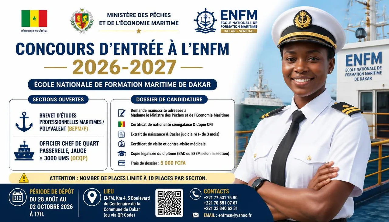Concours d'entrée à l'ENFM 2026-2027