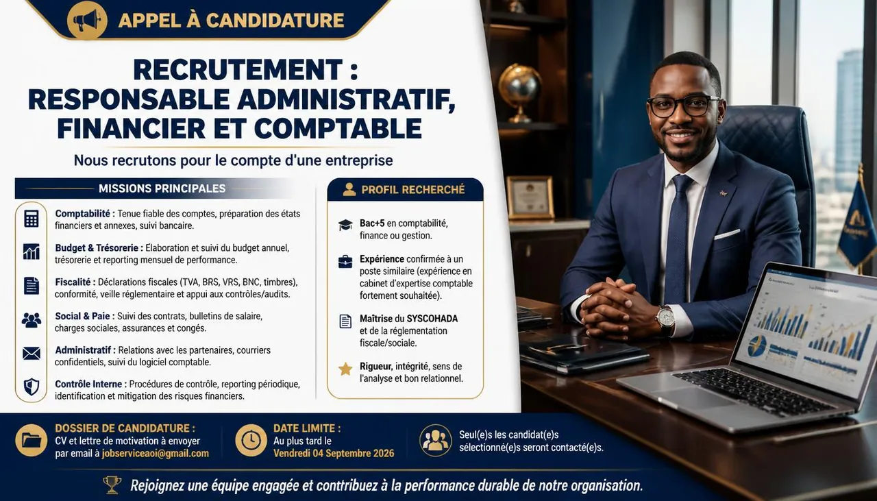 Responsable Administratif, Financier et Comptable
