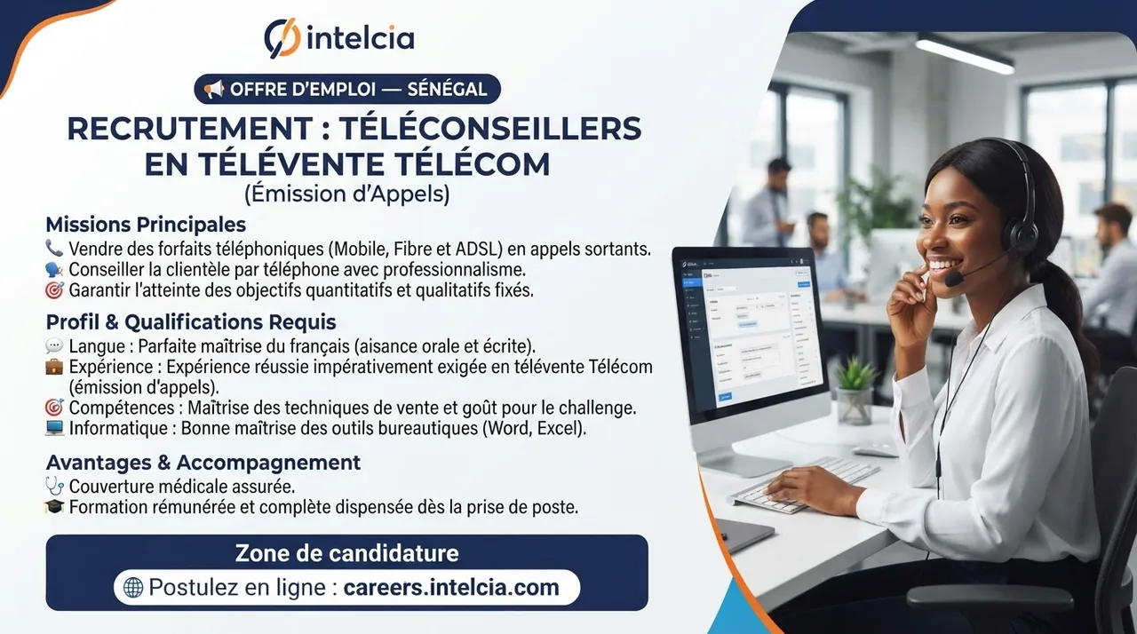 Téléconseillers en télévente télécom (Émission d'appels)