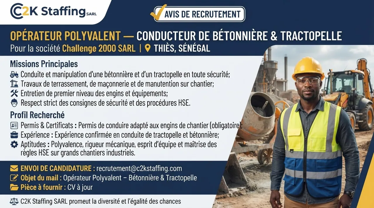 Opérateur Polyvalent — Conducteur de Bétonnière & Tractopelle